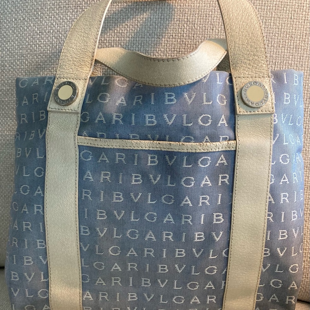 Bvlgari Grey and Cream Tote Bag